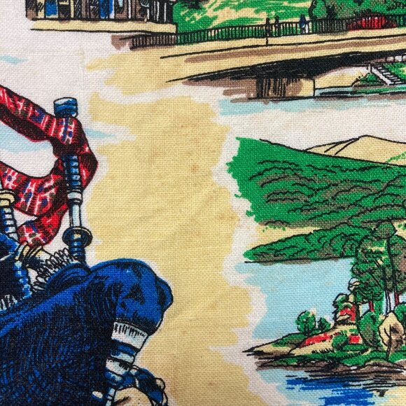 Vintage Scotland Linen Tea Towel Lot Of 4 Scotty Dog Bagpipes Lamont Scottish - Picture 9 of 16